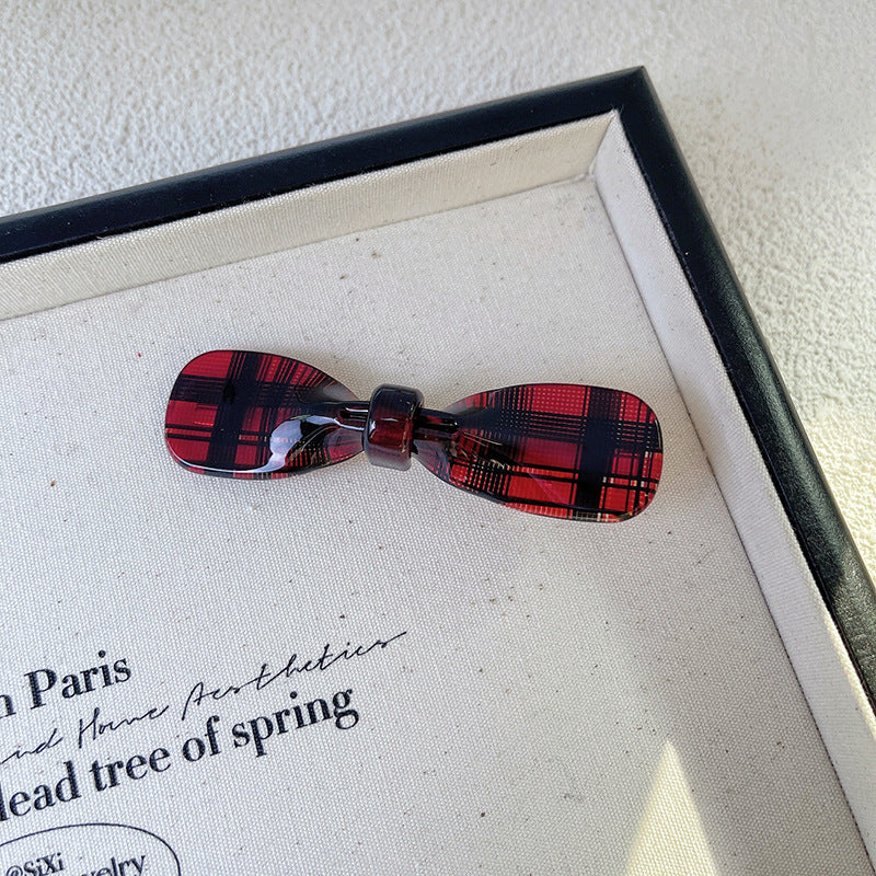 Wholesale Plaid Vintage Acetate Bow Hair Clip